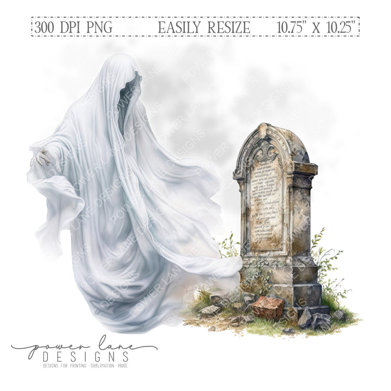 Halloween Ghost Grave Tombstone Graveyard Sublimation Design Instant Download