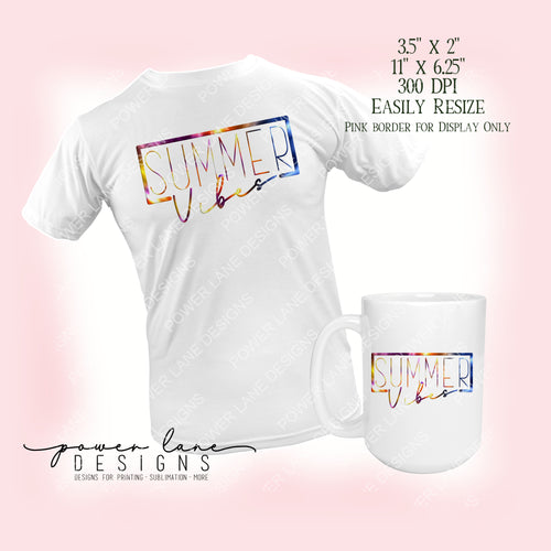 Summer Vibes Beach T-Shirt Mug Sublimation Design, Instant Digital Download