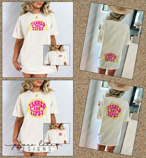 Tanned and Tipsy Beach T-Shirt Mug Sublimation Design, Instant Digital Download