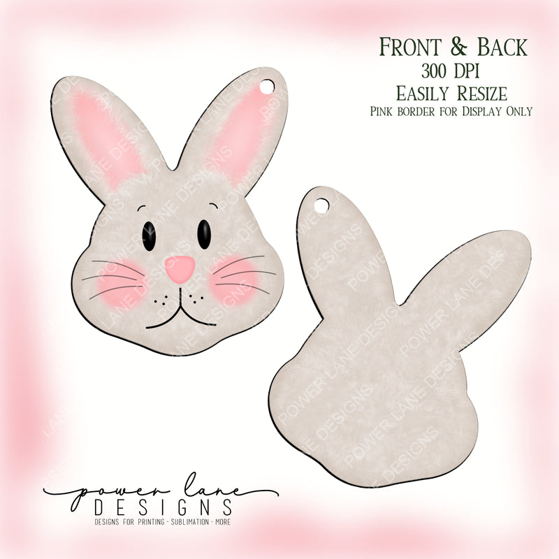Beige Easter Bunny Rabbit Basket Tag Sublimation Design, PNG, Instant Download