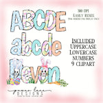 Easter Spring Alpha Alphabet, Doodle Letters, Sublimation Design, PNG, Instant Download