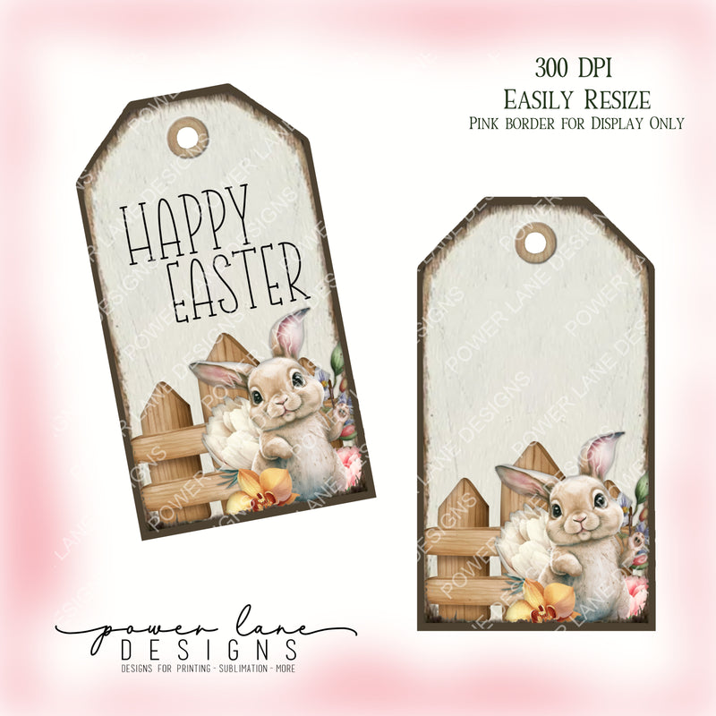 Rustic Farmhouse Bunny Easter Basket Door Wreath Tag Sublimation Design, PNG, Instant Download