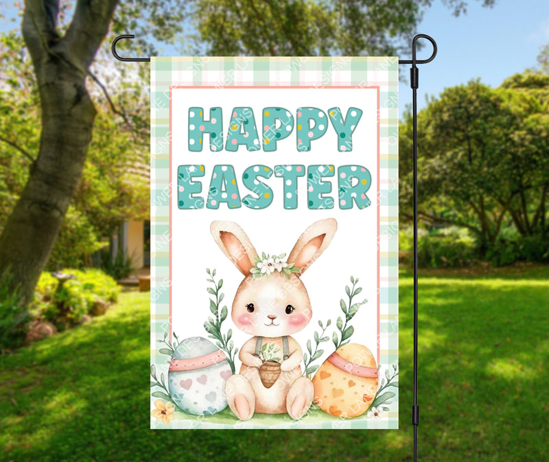 Happy Easter Bunny Garden Flag, 12x18 Sublimation Design, PNG, Instant Download