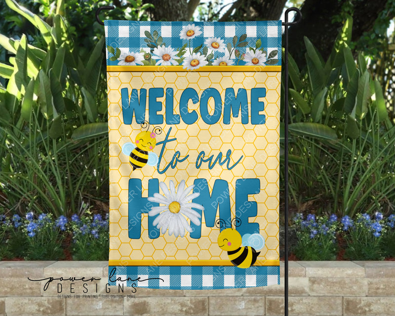 Bumble Bee and Honeycomb Garden Flag, 12x18 Sublimation Design, PNG, Instant Download