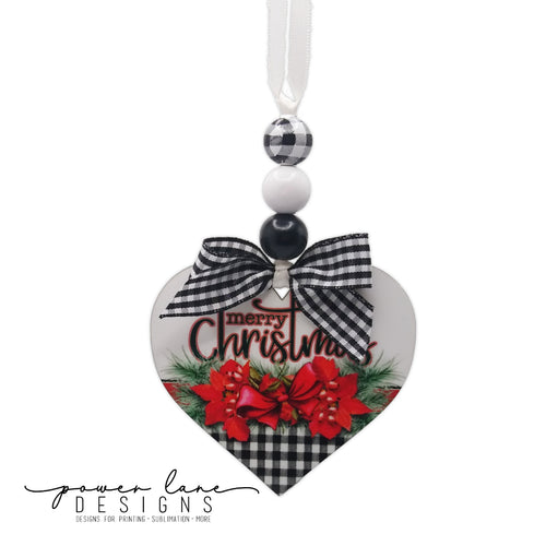 Red Black Heart Ornament Design - Christmas - Christmas Sublimation Design - Instant Download