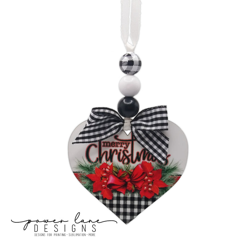 Red Black Heart Ornament Design - Christmas - Christmas Sublimation Design - Instant Download