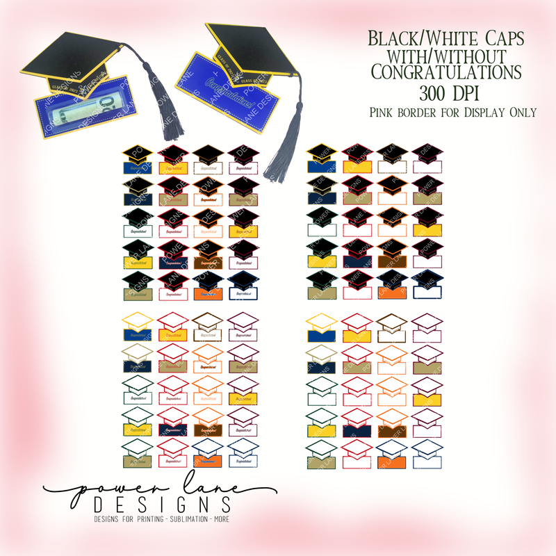 Graduation Hat Cap Money Cash Card Design Bundle of 80, Sublimation Design, PNG, Instant Download