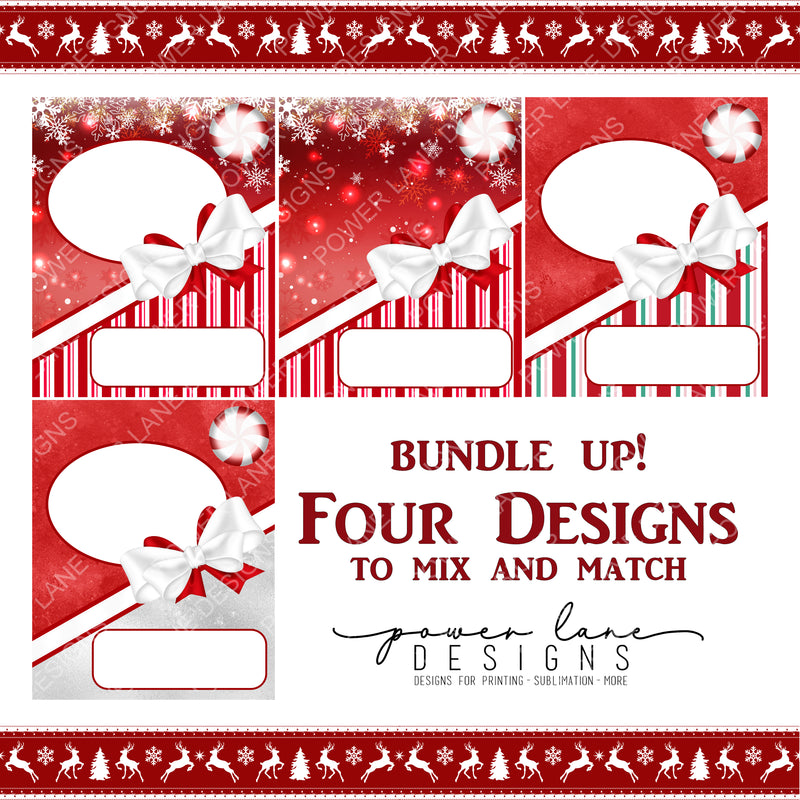 Candy Cane Stripes Christmas Money Card Bundle of Four - Customize to Sell - Digital Download