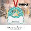 Bundle of Six Bright Color Dog Paw and Bone Christmas Ornaments, Sublimation Design Digital Download