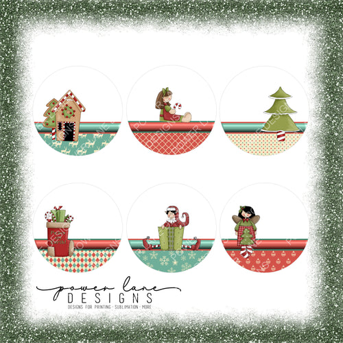 Simple Primitive Ornament Bundle - Six Variations - Round Christmas Ornament Sublimation Design