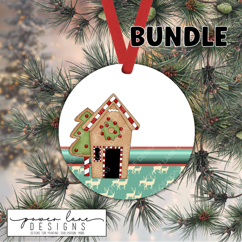 Simple Primitive Ornament Bundle - Six Variations - Round Christmas Ornament Sublimation Design