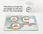 Milk and Cookies Placemat Set 02, Christmas Sublimation Design, Sublimation, PNG, Instant Digital Sublimation Download