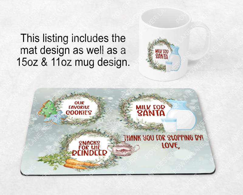 Milk and Cookies Placemat Set 02, Christmas Sublimation Design, Sublimation, PNG, Instant Digital Sublimation Download