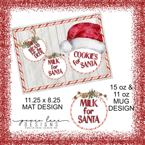 Milk and Cookies Placemat Set 01, Christmas Sublimation Design, Sublimation, PNG, Instant Digital Sublimation Download
