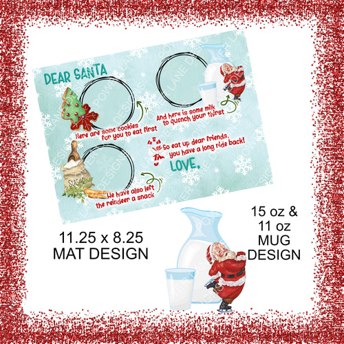 Milk and Cookies Placemat Set 04, Christmas Sublimation Design, Sublimation, PNG, Instant Digital Sublimation Download
