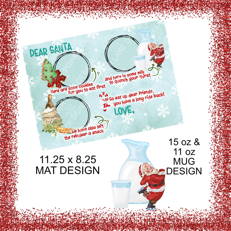 Milk and Cookies Placemat Set 04, Christmas Sublimation Design, Sublimation, PNG, Instant Digital Sublimation Download