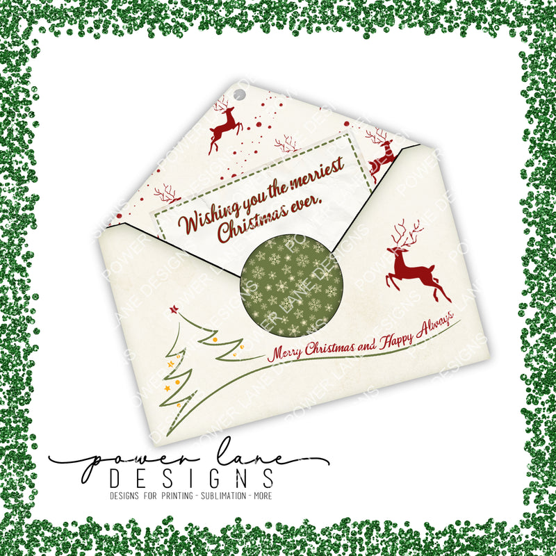 Cute Letter to Santa or Gift Card Christmas Ornament Sublimation Design Digital Download