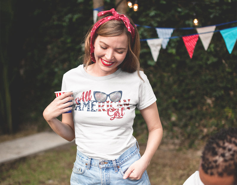 American Girl Patriotic 4th of July, Sublimation Design, PNG, Instant Download