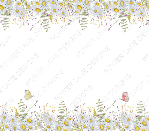 Daisies and Butterflies 20oz Skinny Tumbler Sublimation Design, Personalize or Print As Is, Instant Digital Sublimation Download