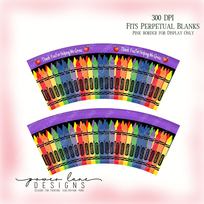 Teacher Gift Crayons Flower Pot Sublimation Design, PNG, Instant Download