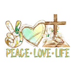 Peace Love Life - Christian - Easter - Cross - W/WO BG - Transparent PNG - Digital Download - Sublimation Designs -Sublimation PNG Download