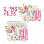 Pink Boots - Garden - Spring - Flower Designs - Farmhouse - Bundle of 2 - Digital Download - Sublimation Design -Sublimation PNG Download