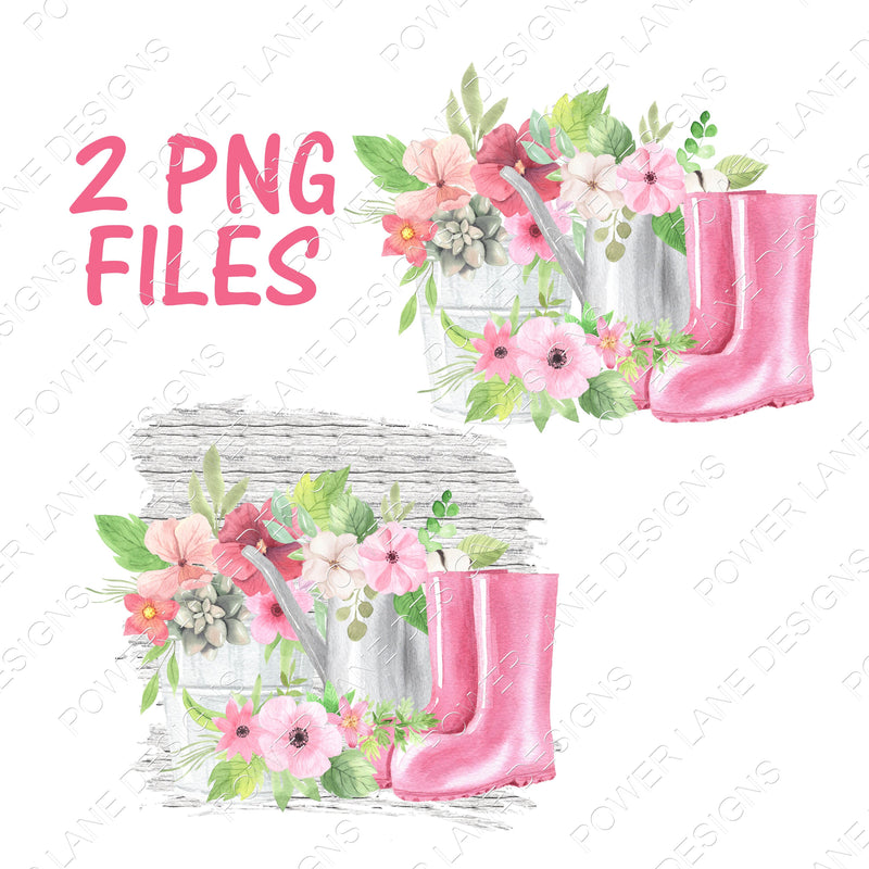 Pink Boots - Garden - Spring - Flower Designs - Farmhouse - Bundle of 2 - Digital Download - Sublimation Design -Sublimation PNG Download