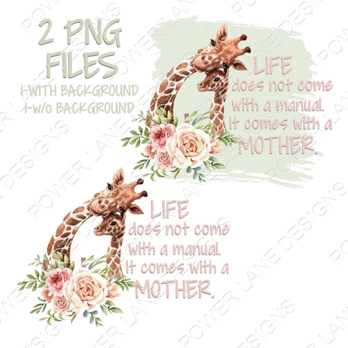 Mother's Day - Mom - Giraffe - T-Shirt Design - Bundle of 2   - PNG - Digital Download - Sublimation Design -Sublimation PNG Download