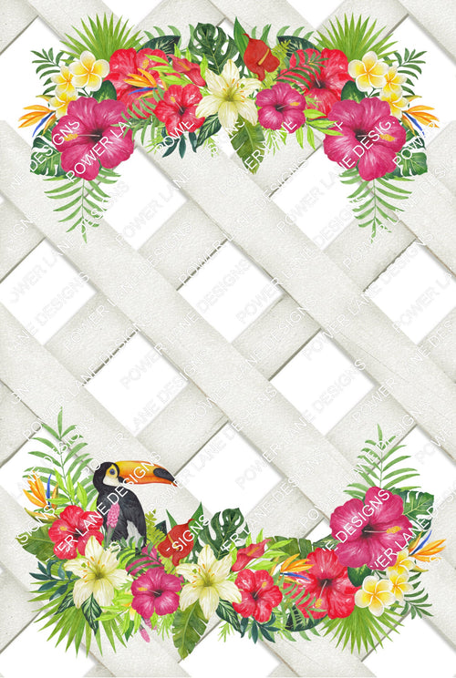 Garden Flag - Watercolor - Beach - Toucan - Tropical - Summer - Pool - Lawn Decor -  Customize - Digital Download - Sublimation