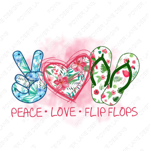 Watercolor - Peace Love Flip Flops - Summer - PNG - 2 PNGs - Transparent - Instant Download - Digital Download  Sublimation Design