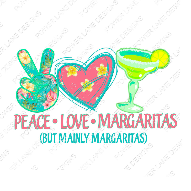 Watercolor - Peace Love Margaritas - Summer - Cocktail - PNG - Transparent - Instant Download - Funny - Digital Download  Sublimation Design