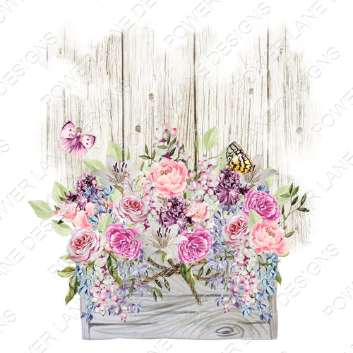 Watercolor – Flowers – Flower Box - Crate - Country - Farmhouse - Personalize - PNG - Digital Download - Sublimation