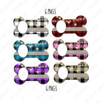 Christmas Sublimation Design - Christmas - Dog Bone Photo Ornament Design - 6 Plaid Designs - Rustic -  Instant Download - Digital Download