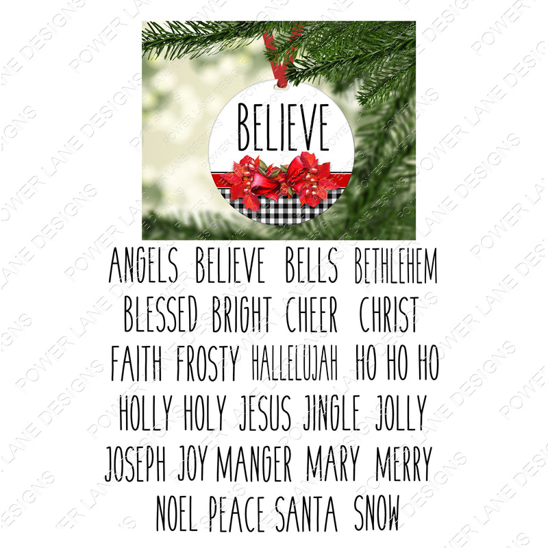 Christmas Sublimation Designs, 26 Different Words, Round Christmas Ornaments, Farmhouse Ornament, PNG, Sublimation Design Digital Download