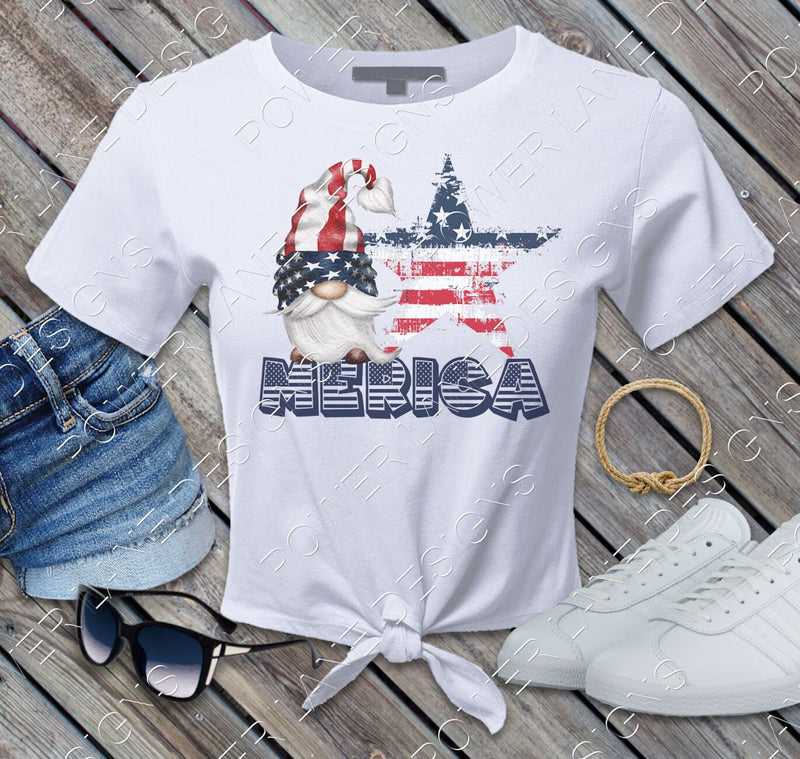 Watercolor – Patriotic - 4th of July - Independence Day - Gnome - USA Flag - Personalize - PNG - Digital Download - Sublimation Design