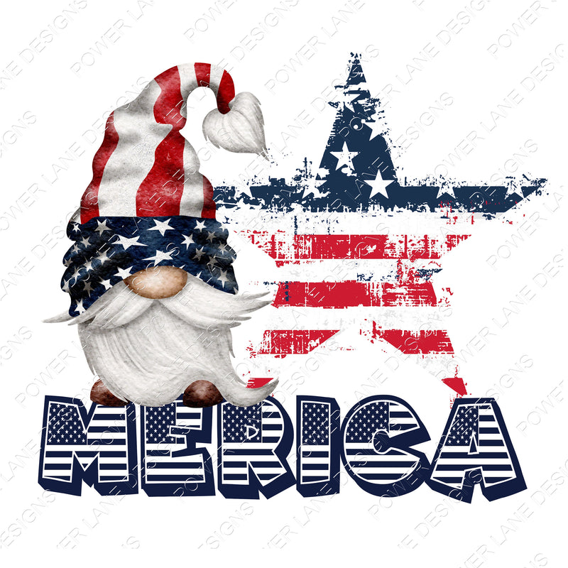 Watercolor – Patriotic - 4th of July - Independence Day - Gnome - USA Flag - Personalize - PNG - Digital Download - Sublimation Design