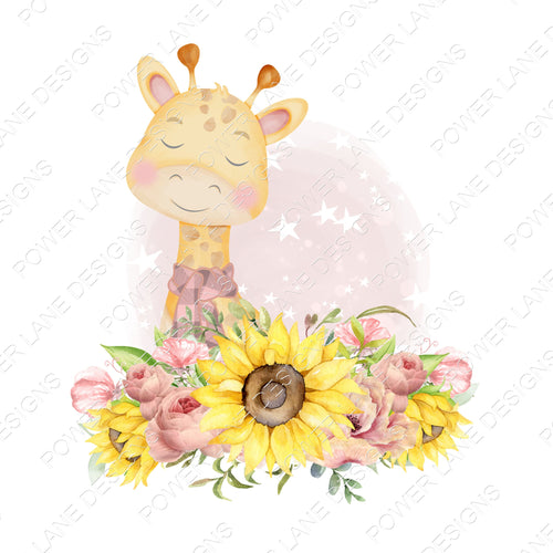 Baby Girl - Baby Boy - Giraffe - Giraffes - Nursery - Baby Shower - Sunflowers - 2 PNGs   - PNG - Digital Download - Sublimation Design