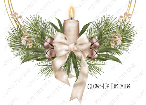 Christmas Candle Wreath Sublimation Design, 4 Glitter Frame PNGs, PNG Designs, BOHO, Ornament, Sublimation Design Digital Download