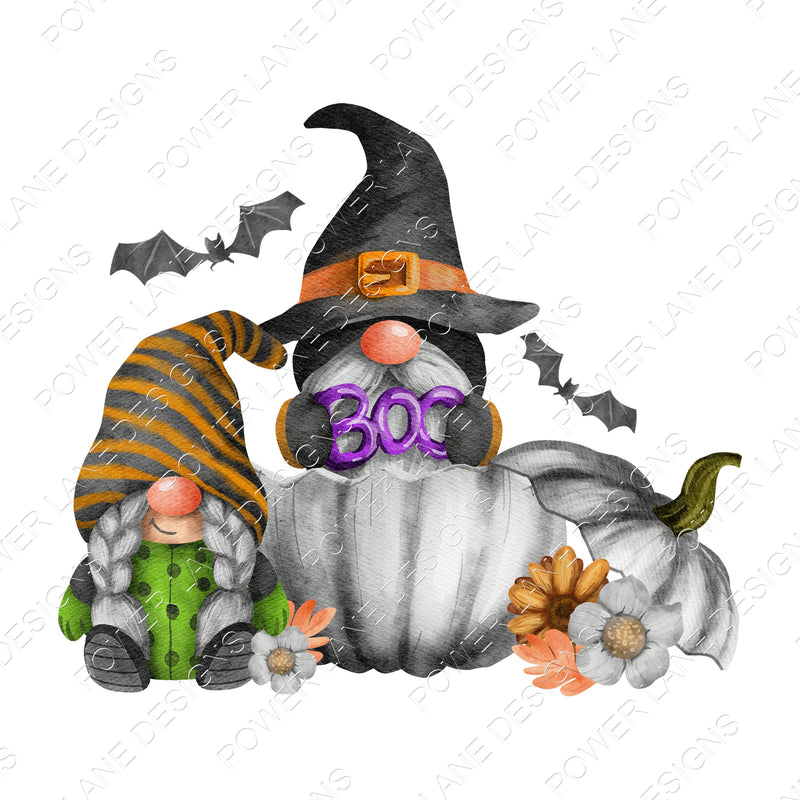 Halloween Sublimation Design, Cute Halloween Gnomes, Gnome Couple, Pumpkin, Bats, Sublimation, PNG, Instant Digital Sublimation Download