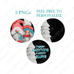 Christmas Gnomes Sublimation Designs, 3 Designs, Round Christmas Ornaments, Gnome Couple, PNG, Sublimation Design Digital Download