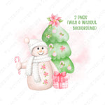 Pink Christmas Snowman Digital Design, 2 PNGs, Clipart, Sublimation Designs, Sublimation, PNG, Instant Download