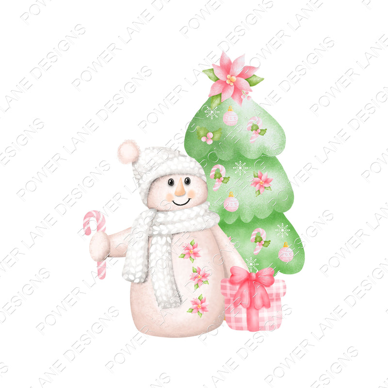 Pink Christmas Snowman Digital Design, 2 PNGs, Clipart, Sublimation Designs, Sublimation, PNG, Instant Download