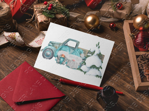 Christmas Clipart, Sublimation Designs, Vintage Truck, Gnome Gnomes, Sublimation, PNG, Instant Download, Printable Download, Card Invitation