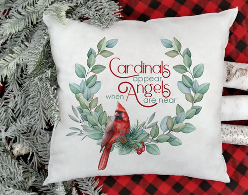 Sublimation Design, Memorial Cardinals Appear When Angels Are Near - Eucalyptus Wreath - Sublimation PNG Digital Download