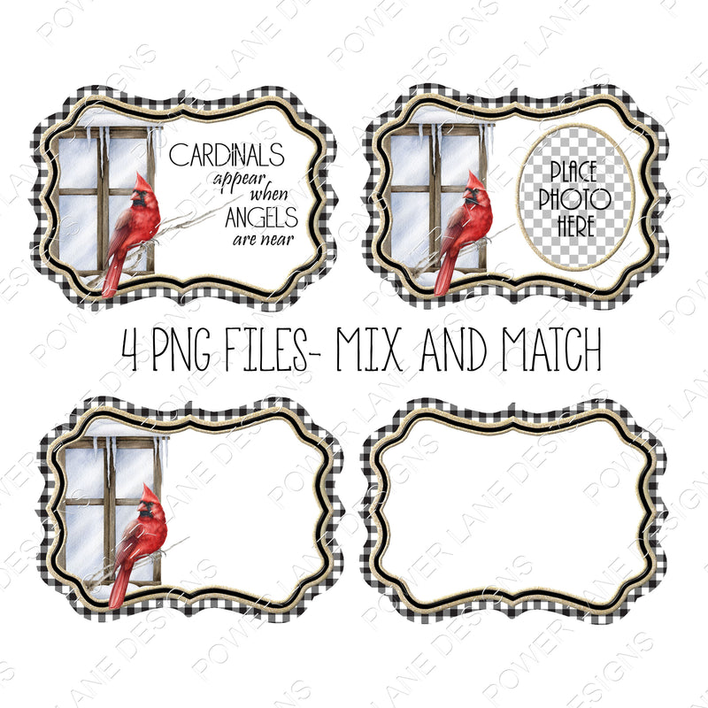 Cardinals Appear When Angels Are Near, Memorial Photo Ornaments, Christmas Sublimation Designs, Benelux, PNG, Sublimation Design Digital DL