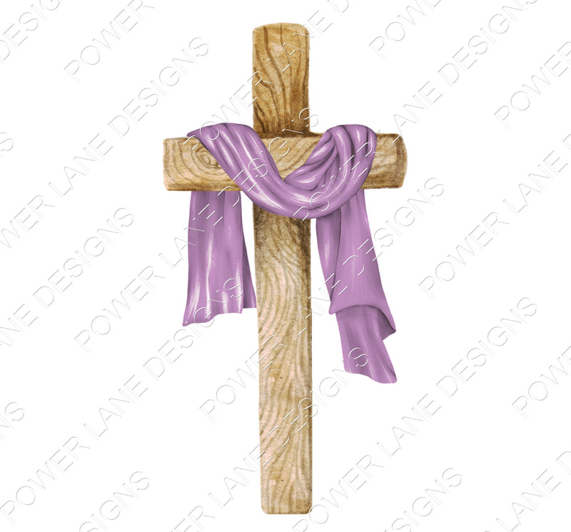 Draped Wood Cross - Easter Designs - Christian - Transparent PNG - Digital Download - Sublimation Designs -Sublimation PNG Download