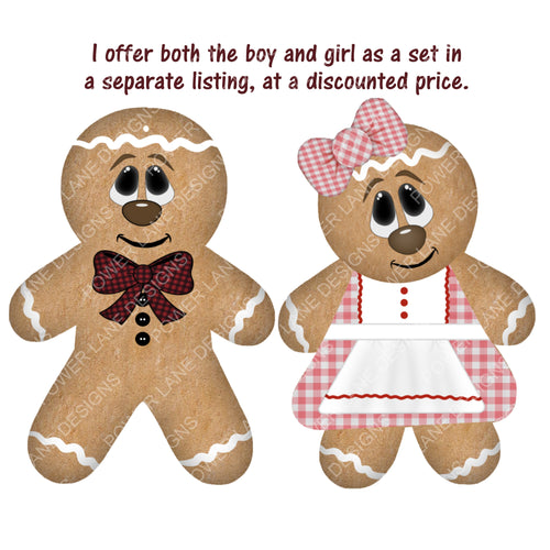 Cute Gingerbread Girl Christmas Ornament Sublimation Design - Instant Download