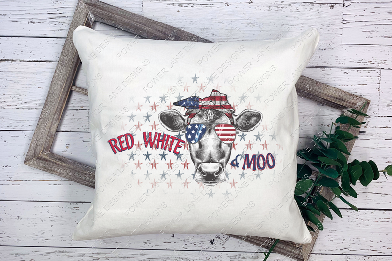 Red White and Moo - Patriotic - Fourth of July - 4th of July  - Digital Download - Sublimation Design