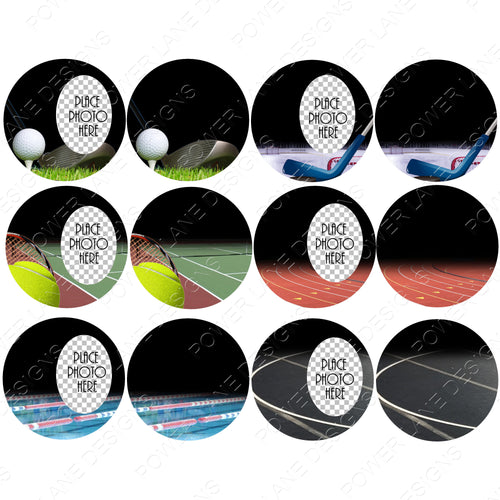 Sports Photo Ornament Bundle 02- Six Front/Back Variations (12 Designs Total) - Christmas Ornament Sublimation Design