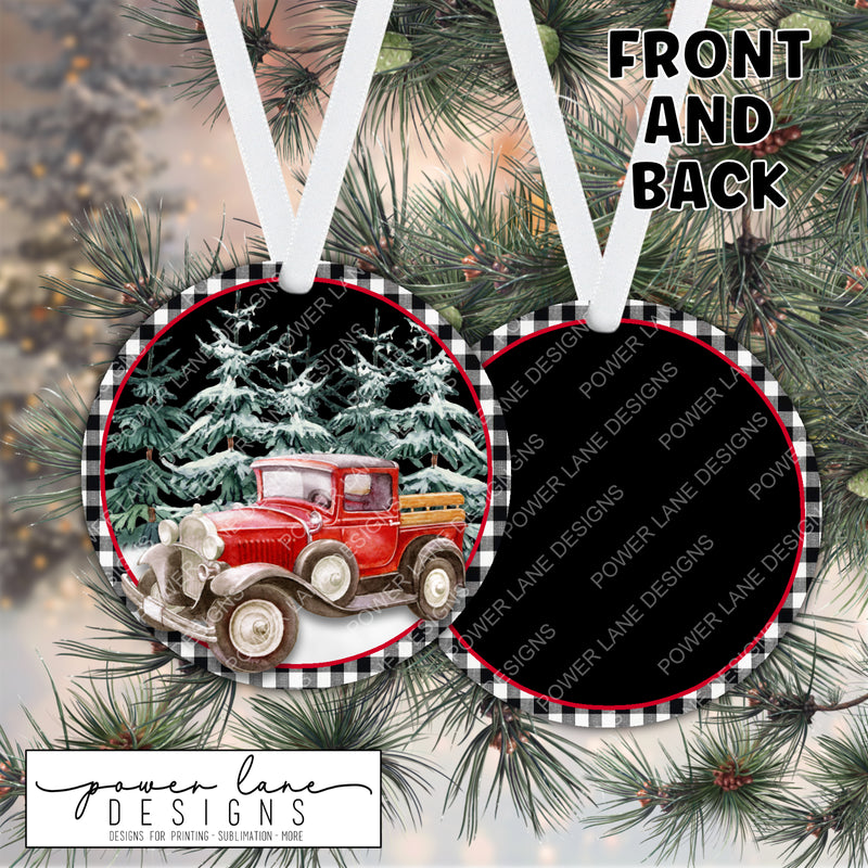 Vintage Red Truck Ornament Design - Christmas - Sublimation Design - Instant Download